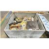 Image 1 : GALVANIZED METAL LIDDED STORAGE BOX WITH FORKLIFT SLOTS AND CONTENTS INCLUDED