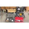 Image 1 : GROUP OF 4 TOOLS - DIAL TORQUE WRENCH, LASER CHALK LINE, 3 MITUTOYO MAGNETIC STANDS