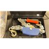 Image 2 : GROUP OF 5 SHOP ITEMS - HEAVY TOW CHAIN, RETRACTABLE POWER CORD, 2 SAFETY SWAB PAILS