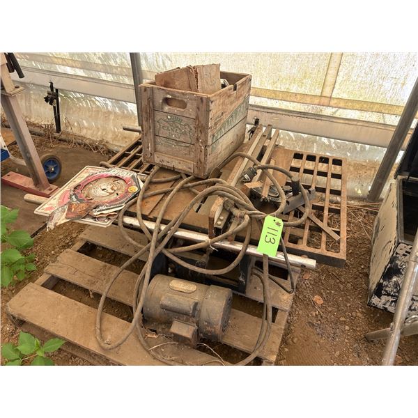 Table Saw & Blades & Wood Crate