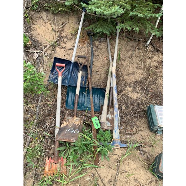 One Lot of Tools, Shovels, Bars, Picks, etc.,