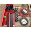 Image 1 : Red Tool Boxes, Air Hose, 6 - various Wheels