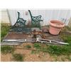 Image 1 : 2 - Rachet Boomer's, Chain, 2 Crutches, Planter & Partial Metal Bench