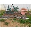 Image 5 : 2 - Rachet Boomer's, Chain, 2 Crutches, Planter & Partial Metal Bench