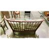 Image 2 : WOODEN BENCH WITH GREEN CUSHIONS