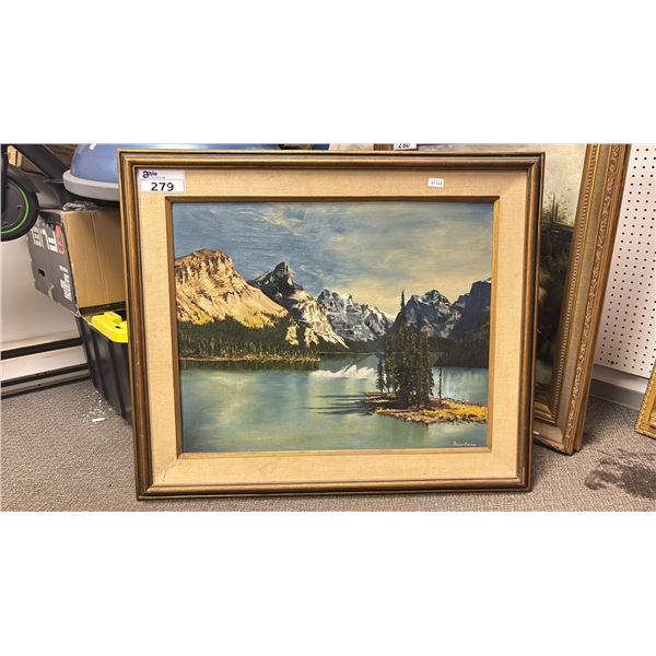 VINTAGE FRAMED MOUNTAIN SCENERY OIL PAINTING - BRUCE CHUTKA