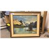 Image 1 : VINTAGE FRAMED MOUNTAIN SCENERY OIL PAINTING - BRUCE CHUTKA