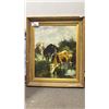 Image 1 : VINTAGE FRAMED COW OIL PAINTING - BULLARD