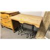 Image 2 : MOBILE DESK WITH CAST IRON BASE - APPROX. 38" X 23"D X 30"H