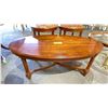 Image 2 : 3 PIECE DARK WOOD OVAL COFFEE TABLE WITH MATCHING SIDE TABLES
