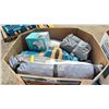 Image 2 : PALLET FILLED WITH - 10 PERSON TENTS, PADDLEBOARD, GLOBE FAN, TUPPER WARE & MORE