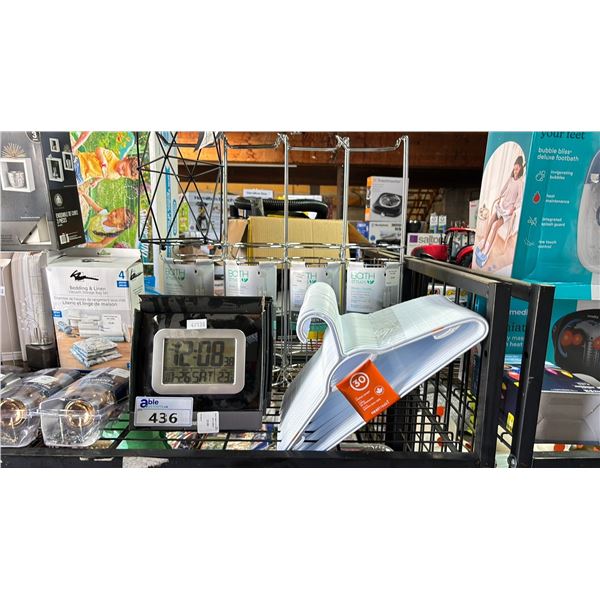 SHELF OF INTERIOR DOOR KNOBS, 3 PCS. WALL CUBE SET, HANGERS, VACUUM STORAGE BAGS & MORE