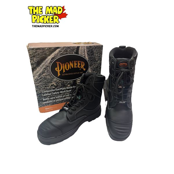Pioneer Composite Toe/Plate Metal Free Leather Safety Work Hunting Outdoor Boot Size 14 (1050) Black