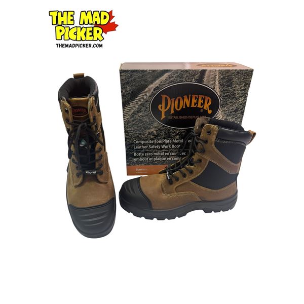Pioneer Composite Toe/Plate Metal Free Leather Safety Work Hunting Outdoor Boot Size 14 (1051) Brown