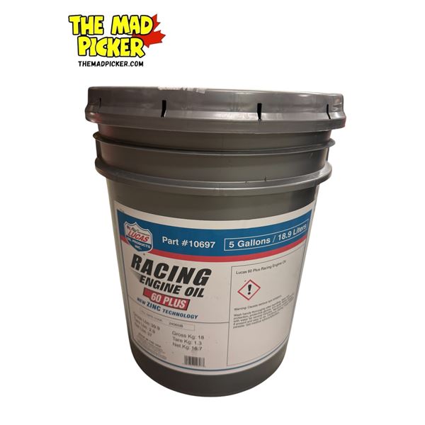 Lucas SAE 60 Plus Racing engine Oil 5 Gallon Pail - 5W-50