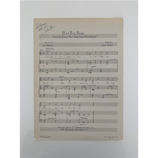 Bye Bye Baby Jule Styne signed lyrics