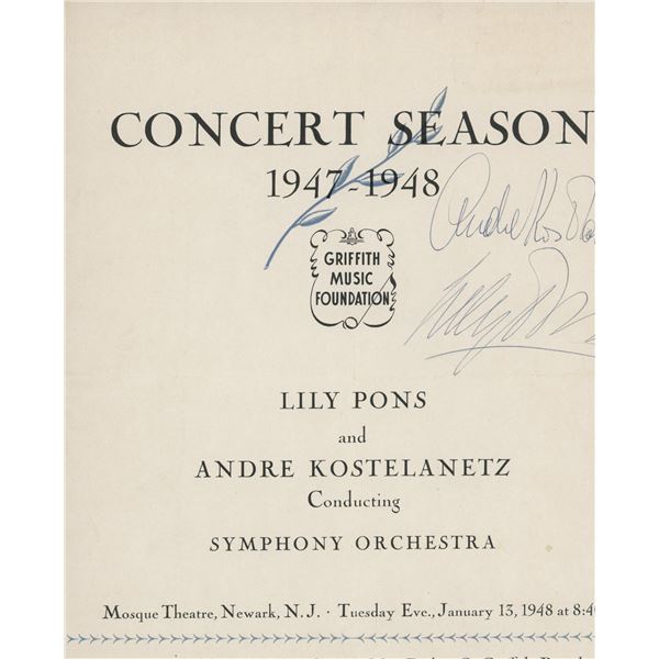 Griffith Music Foundation signed program 1947-1948