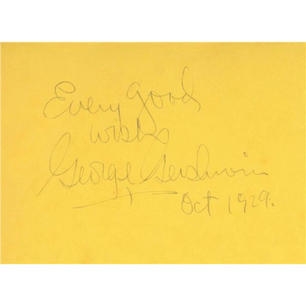 George Gershwin note. GFA Authenticated