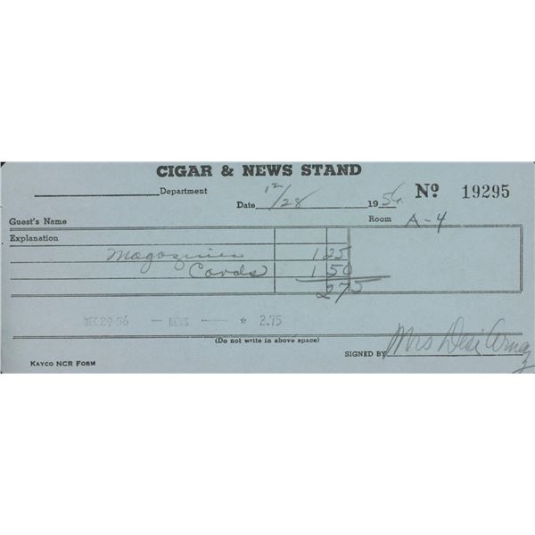 Mrs Desi Arnaz signed receipt