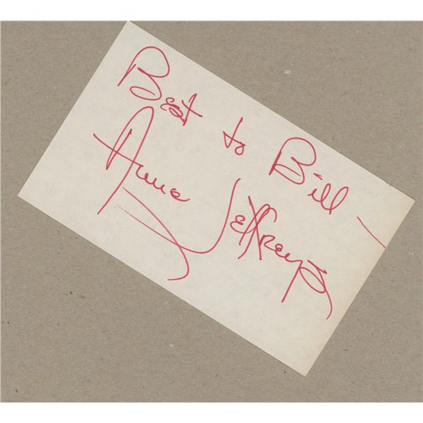 Topper Anne Jeffreys signed note