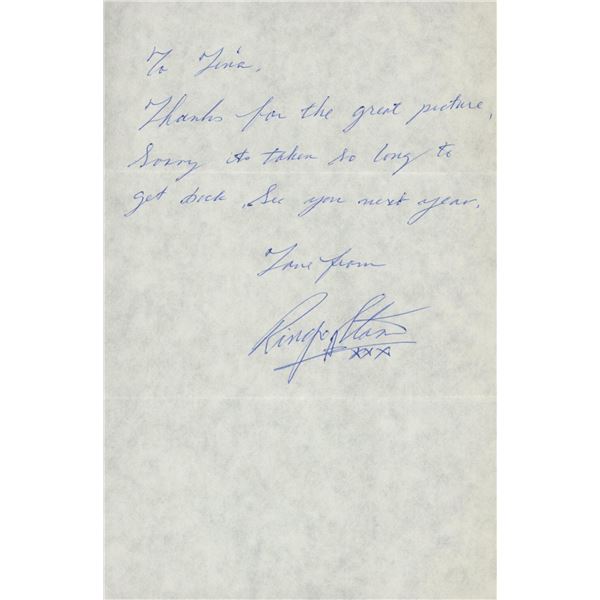 Ringo Starr handwritten and signed letter. GFA Authenticated