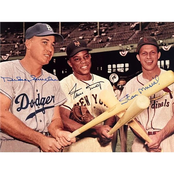 Willie Mays, Stan Musial and Duke Snider signed photo