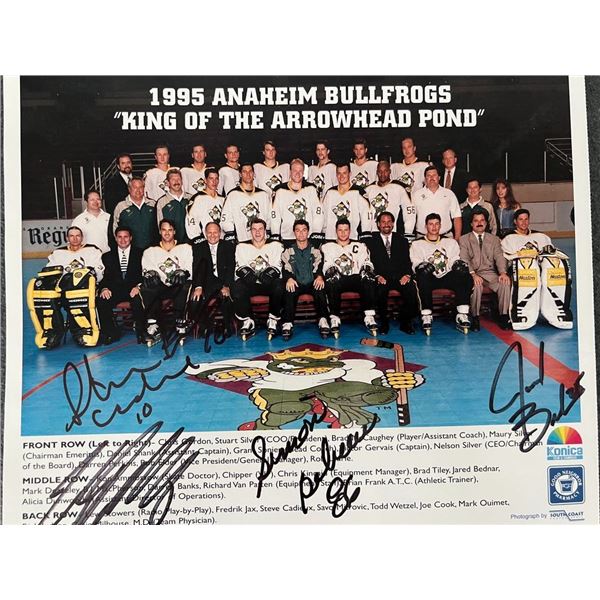 1995 Anaheim Bullfrogs signed team photo