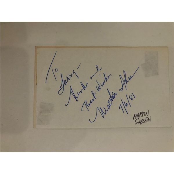 Apocalypse Now Martin Sheen signed note