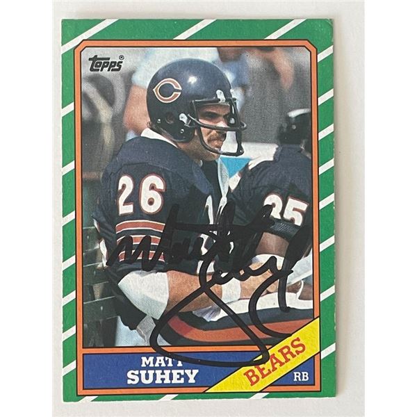 Chicago Bears Matt Suhey signed 1986 Topps #12 trading card