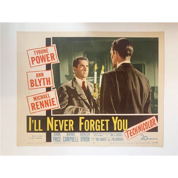 I'll Never Forget You original 1951 vintage lobby card