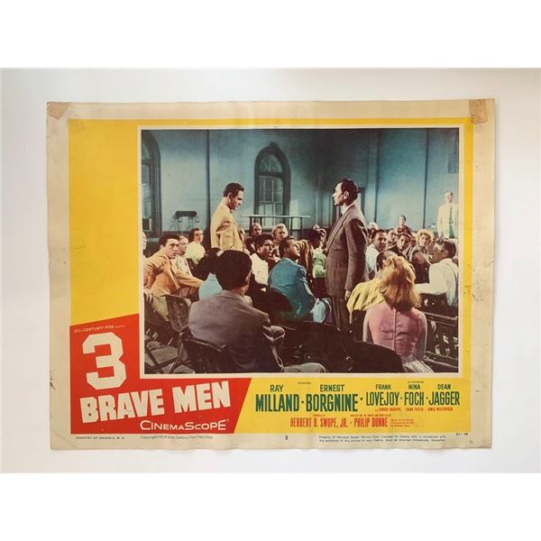 3 Brave Men original 1956 vintage lobby card