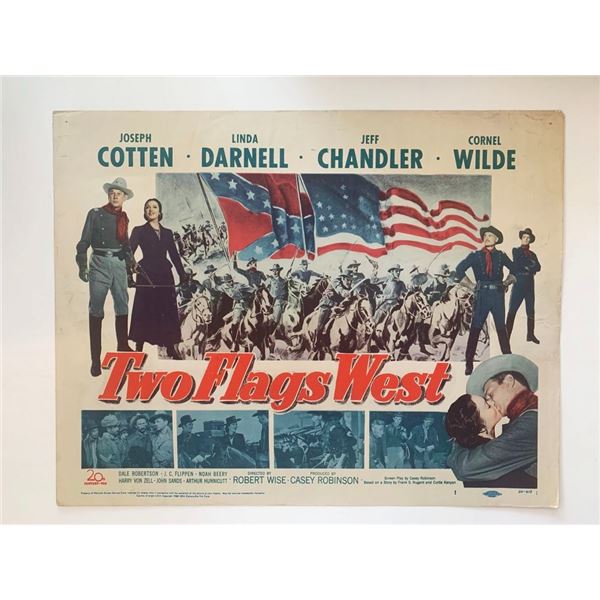 Two Flags West original 1950 vintage lobby card