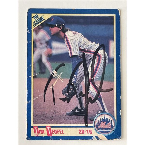 New York Mets Tim Teufel signed 1990 Score trading card