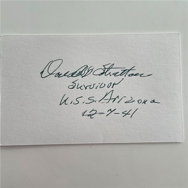 WWII Pearl Harbor Survivor Donald Stratton original signature