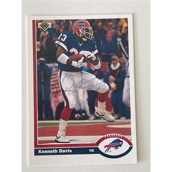 Buffalo Bills Kenneth Davis 1991 Upper Deck #192 signed trading card