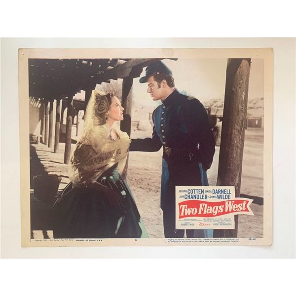 Two Flags West original 1950 vintage lobby card