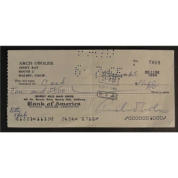 Arch Oboler signed check