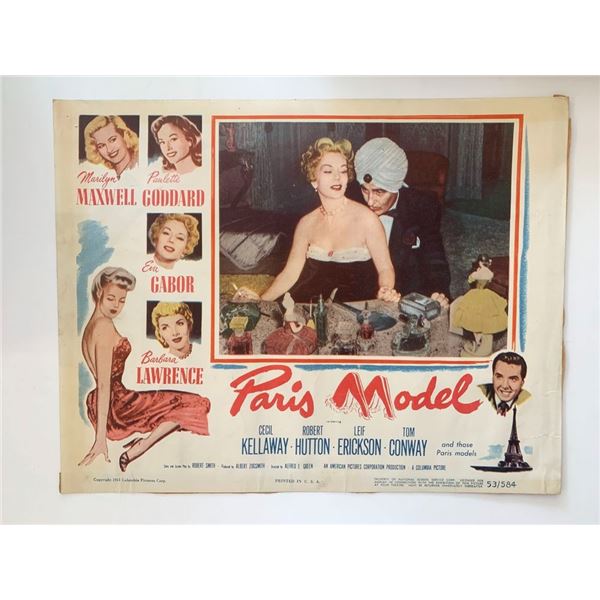 Paris Model_x000d_ original 1953 vintage lobby card