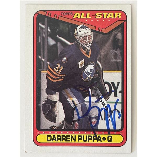 Buffalo Sabres Daren Puppa 1990 Topps #204 signed trading card.