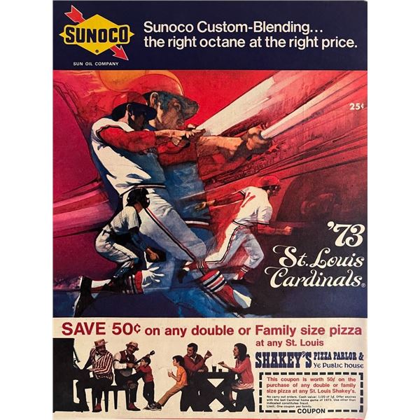 St Louis Cardinals 1973 scorecard. 8x11 inches