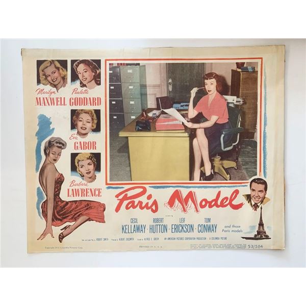 Paris Model_x000d_ original 1953 vintage lobby card
