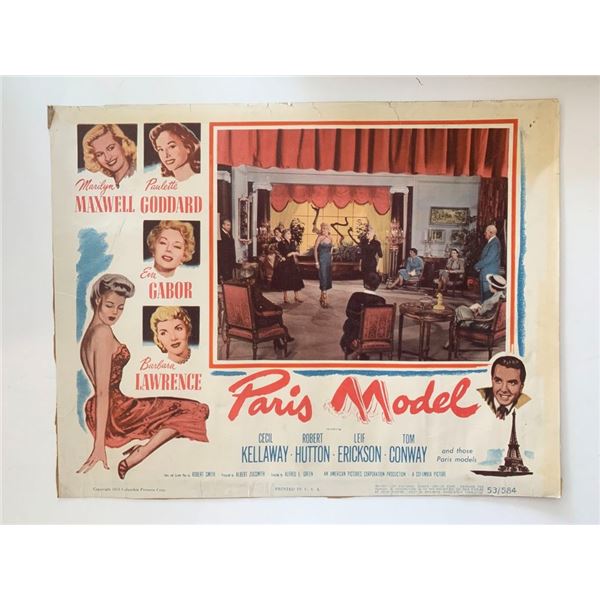 Paris Model_x000d_ original 1953 vintage lobby card
