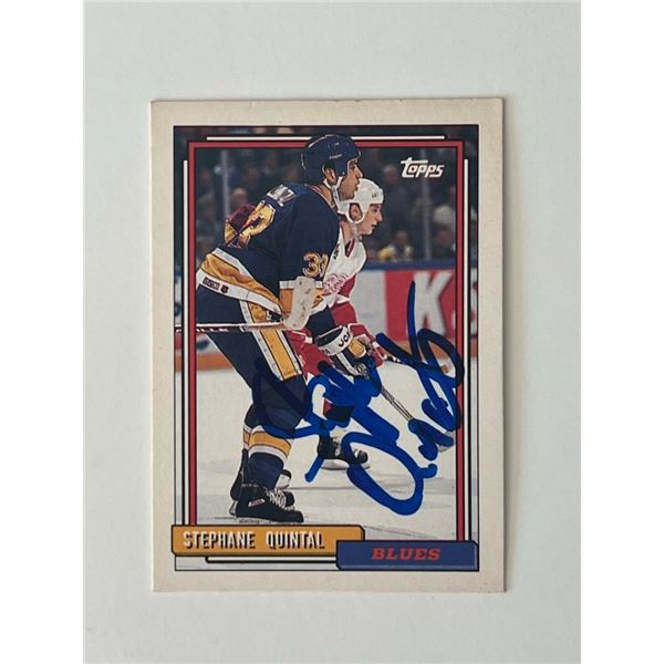 St. Louis Blues StÃ©phane Quintal 1992 Topps #484 signed trading card