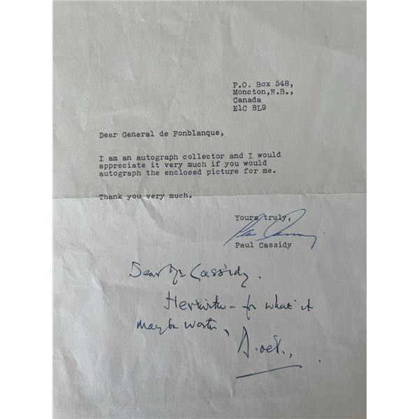 Paul Cassidy signed letter