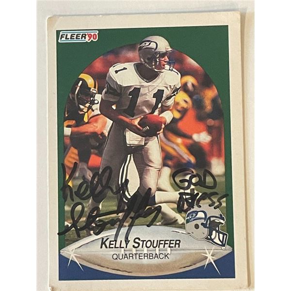 Seattle Seahawks Kelly Stouffer 1990 Fleer #273 signed trading card