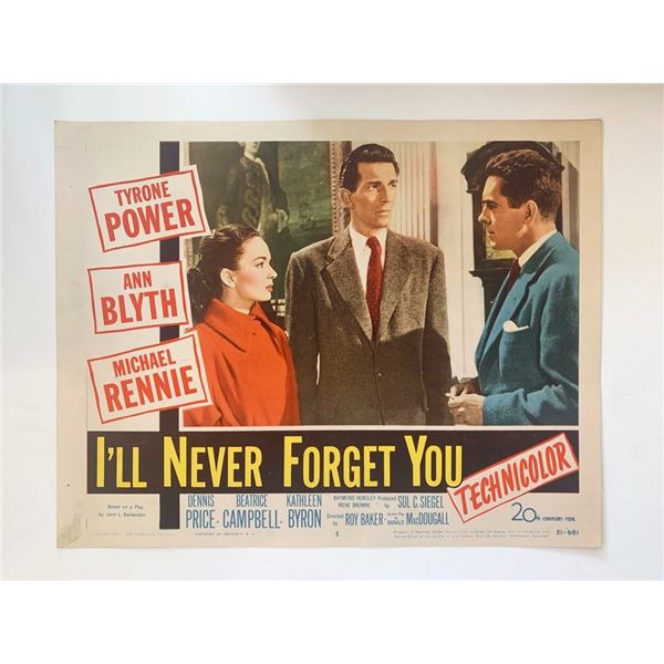 I'll Never Forget You original 1951 vintage lobby card