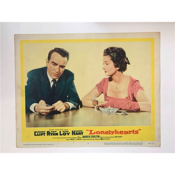 Lonelyhearts original 1959 vintage lobby card