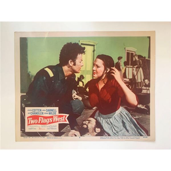 Two Flags West original 1950 vintage lobby card