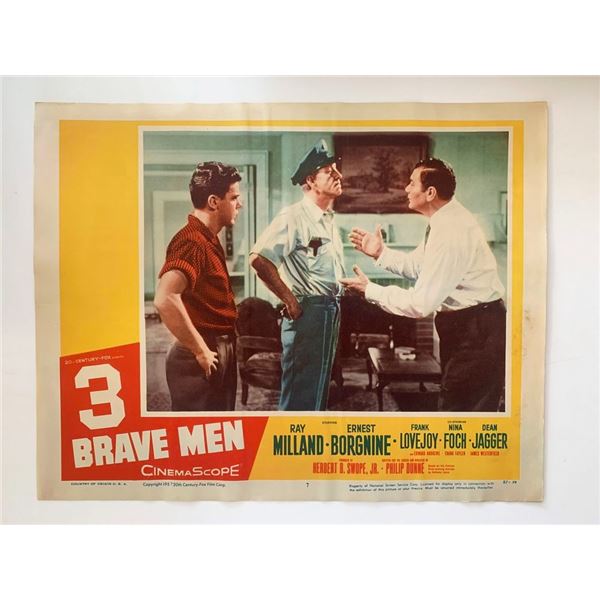 3 Brave Men original 1956 vintage lobby card