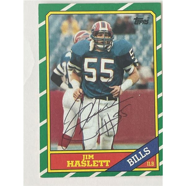 Buffalo Bills Jim Haslett signed 1986 Topps #392 trading card
